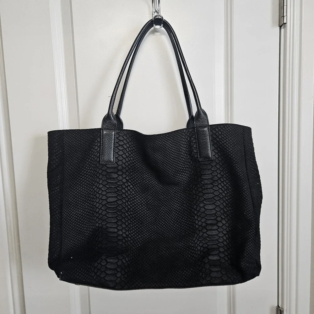 J McLaughlin Womens Leather Purse Tote Bag Black Large